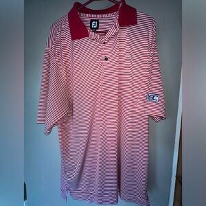 FootJoy Men’s Red & White Striped Golf Polo, size large, GREAT condition